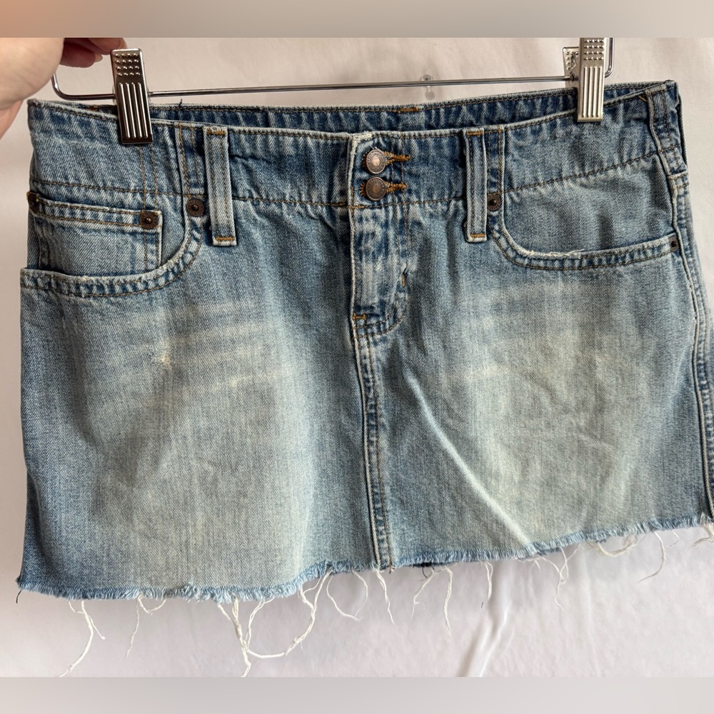 Vintage Abercrombie & Fitch jean skirt and Hollister camo mini skirt.